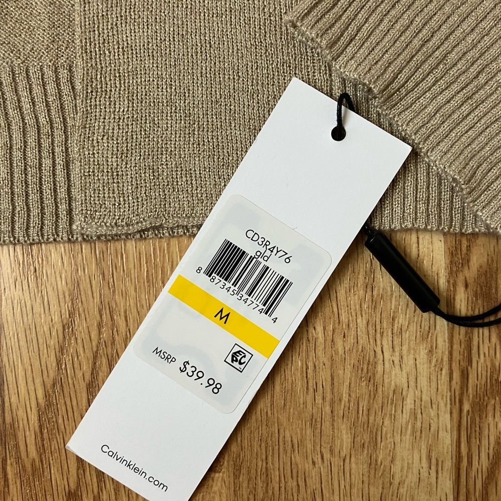 Calvin Klein Tan Shine Cardigan Sweater - Picture 4 of 5